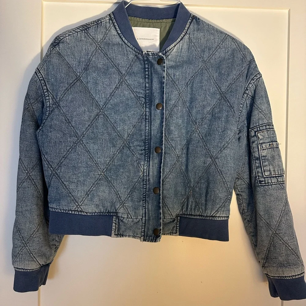 Blue Quilted Denim Jacket - Picture 5 of 5
